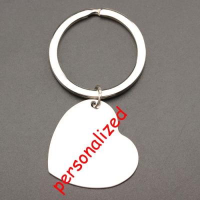 China Metal Personalized Custom Free Laser Engrave Stainless Steel Blank Custom Heart Key Chain for sale