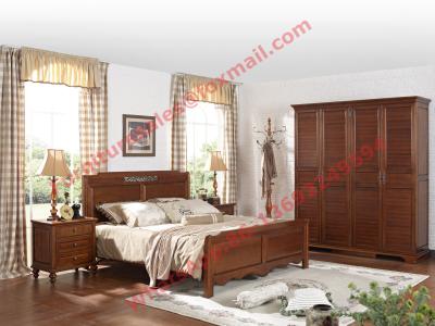 China English Country Style Solid Wood Bed in Wooden Bedroom Furniture sets for sale