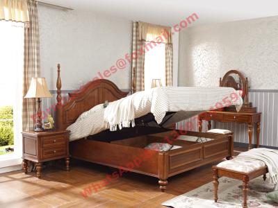 China Ancient Rome style Solid Wood Bed with Storage in Bedroom Furniture sets for sale