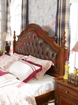 China Leather Upholstery Headboard with Wooden Carving Frame in Bedroom Furniture sets for sale