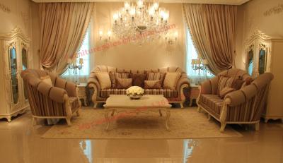 China High End Romantic Sofa set made by Solid Wooden Frame with Leather and Fabric Cushion for sale