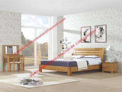 China Large-sized apartment Furniture bedroom set by solid wood legs and MDF melamine bed with open mirror dresser for sale