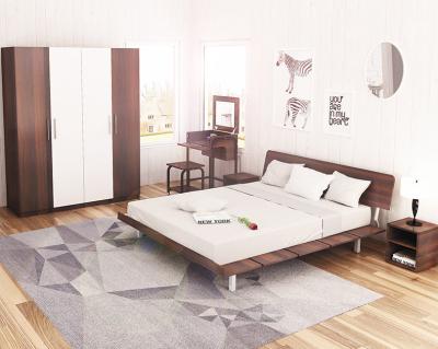 China Simple Japanese tatami type bed 1.5 meters MDF with metal double bed and 1.8 single bed 1.2 modern creative walnut color for sale