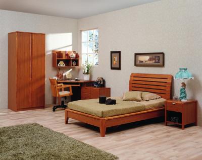 China Classic Single bed design wooden bedroom furniture by Shenzhen factory for Residential and apartment project use for sale