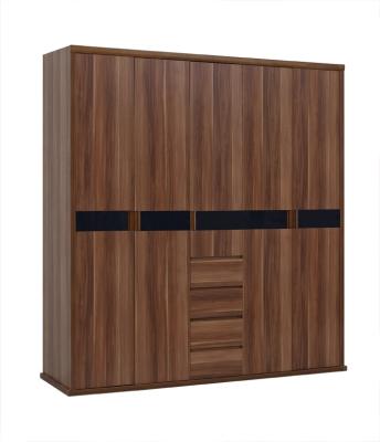 China Luxury Aparment Bedroom Furniture by big pull out doors in wall Wardrobe in MDF melamine with walnut solid edged for sale