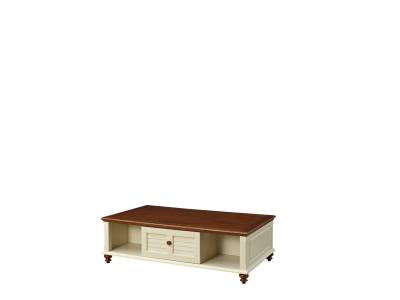 China Mediterranean Style Furniture Coffee table made by rubber wood and white painting storage drawers for sale