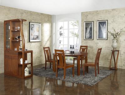 China Nanmu solid wood Dining room furniture 1.35m flexible Round table and Chairs Tall wine cabinet with buffet for sale