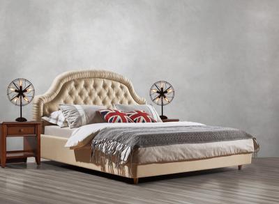 China Good quality Gery Fabric Upholstered Headboard Queen Bed Leisure Furniture for American design Apartment Bedroom set for sale