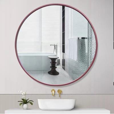 China Modern Bathroom Wall Hanging Green Red Blue Framed Mirror Round Iron Framed Circle Mounted Decorative Wall Mirror for sale