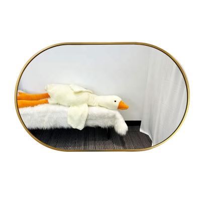 China Modern large frame dressing golden wall oval decorative full length mirror for home hotel wall mirror with aluminum frame for sale