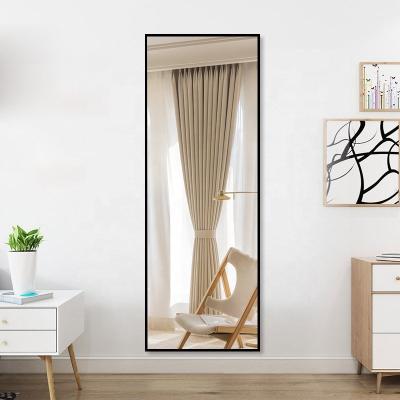 China Modern Iron framed rectangle floor dressing standing mirror large full length wall living room decorative mirror for sale