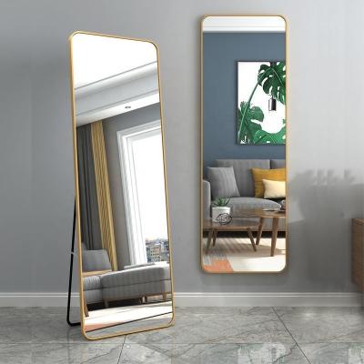 China Modern large round corner rectangle hanging and floor mirror nordic style luxury full body standing mirror for home decor for sale