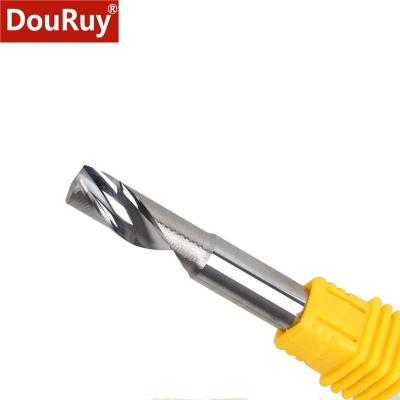 China DouRuy Metal 3.175\4\5\6\8\10\12mm 1 Flute Spiral Cutter Router Bit CNC End Mill Tugster Router Bit Aluminum Steel for sale