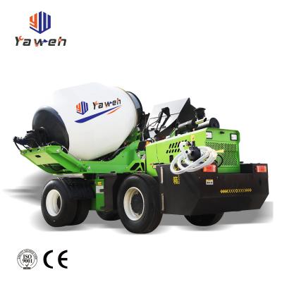 China Hotels Mixed Concrete Chute Unloading Self Loading Concrete Mixer Car With Automatic Weighing Hopper for sale