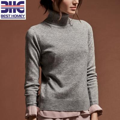 China Breathable Women's Pure 100% Cashmere Turtle Neck Knitted Pullover Knit Sweater For Lady for sale