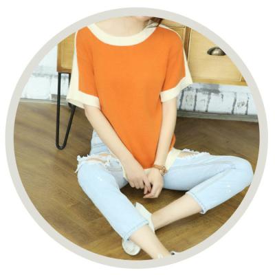 China Casual Stretchy Short Sleeve Sweater Crewneck Wool Cashmere Knitted Women's Pullover for sale