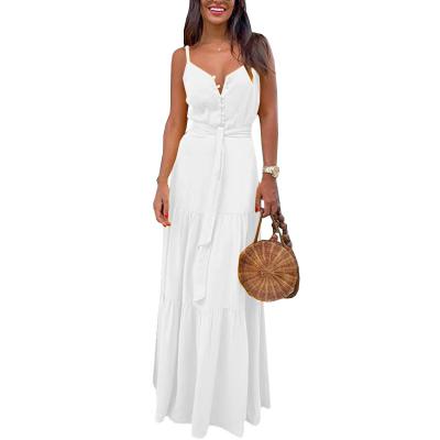 China Top Selling Breathable Summer Women's Boho Kimono Sleeveless Plain Maxi Long Bohemian V-Neck Dress for sale