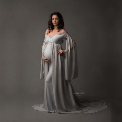 China New Breathable Wholesale-shoulder Maxi Dress Plus Size Photography Pregnancy Maternity Dresses For Photo Shooting for sale