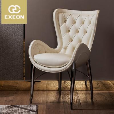 China Exeon Modern Leather Dining Chair (Other) Luxury High Quality White Tufted Velvet Metal Adjustable Legs for sale