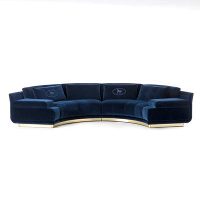 China Newcomer Villa Furniture Semicircle Upholstery Velvet Fabric Postmodern Soft Circular Canape Modular Sectional Modern Sofa for sale