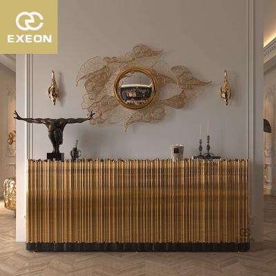 China Modern High End Luxury Sideboard Design Stainless Steel Metal Cabinet Sideboard For Villa for sale