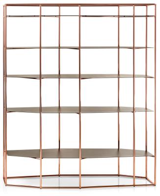 China Bookcase iron and stainless steel metal shelf wall hanging luxury home bookcase for sale