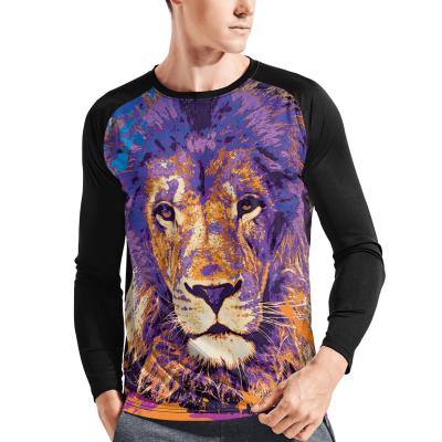 China Custom Cotton Print Gym Raglan Long Sleeve Slim Fit T-Shirt Mens Anti-Wrinkle Sublimation Sleeve T-Shirt Men for sale