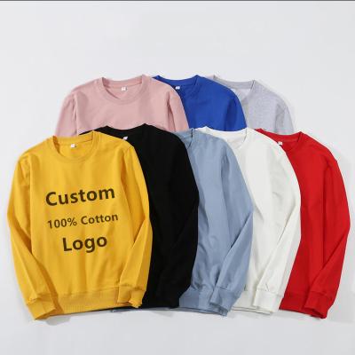 China Wholesale unisex custom made white 100% embroidered crewneck sweatshirts Anti-wrinkle cotton crewneck sweatshirt logo print sweater pullover for sale