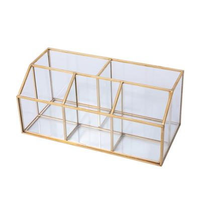 China Five-grid modern simple cosmetic glass grid desktop storage box skin care products viable storage box for sale