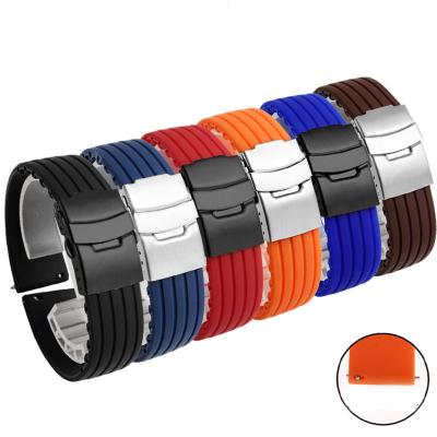 China Quick Release 20mm 22mm Silicone Rubber Watch Bands For Samsung Active 43mm 47mm For Fossil Watch Strap 18mm Sport Rubber Bands 24mm for sale