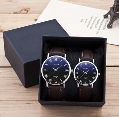 China A Unisex Pairs Watches Lover With Box Couples Wristwatches Set For Women Men Leather Belt Quartz Watch Reloj De Pareja Relogio for sale