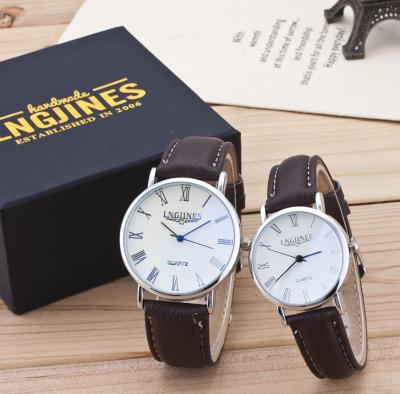 China Unisex Couple Watches With Box Watch Set For Men Women Quartz Watch Lover High Glossy Glass Leather Belt Contains Box Women Relogio FX for sale