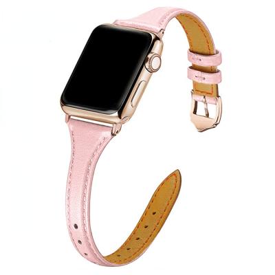 China Genuine Leather Leather Strap For Apple Watch Band Strap 40mm 44mm 38mm 42mm Se 654321 Series Woman Leather Watch Band for sale