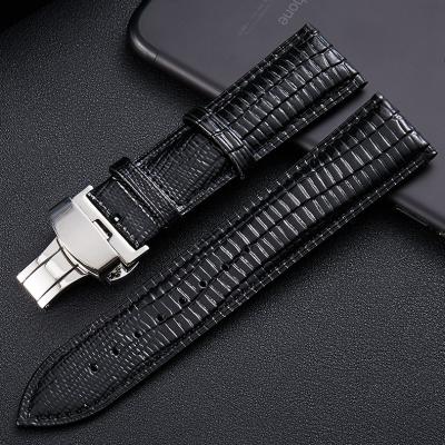 China Genuine Leather Calfskin Watch Band Strap Watch Bands 16 18 20 22 Millimeter Alligator Grain Strap For DW Watch Butterfly Buckle for sale