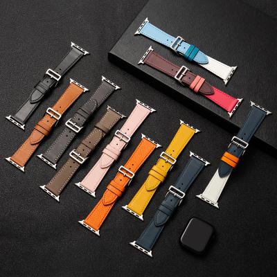 China Fanshion High Quality Genuine Leather Strap For Apple Watch Band Strsp 38 40 42 44mm Watch Band For iWatch Se 6 5 4 3 2 1 Strap Belt for sale