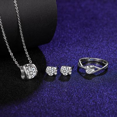 China 2021 CLASSIC 925 Sterling Silver Simple Geometric Square Love Wedding Jewelry Sets High Quality For Women Bride Gift for sale