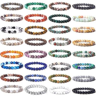 China Fashion Natural Stone Bracelet For Women Men Stretch Round Rope Bracelet Amethysts Quartz Lava 8mm Bead Yoga Healing Reiki Jewelry for sale