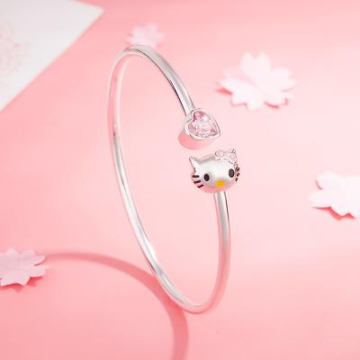 China New 925 Silver Hiphop Hello Kitty Bracelets For Girl Rose Gold Married Bracelet Women Fashion Gold Jewelry for sale