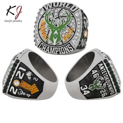 China 2021 Commemorative Ring Bucks Men Athlete Ring Ring Jewelry Gift Milwaukee Collection Romantic Basketball Championship for sale