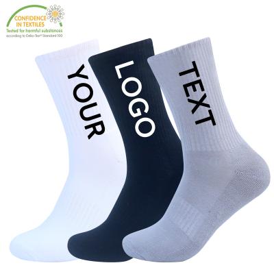 China Custom Logo OEM Antibacterial Men's Sport Basketball Crew Gym Workout Men's Gray White Black Bamboo Terry Cycling Socks 100% Cotton for sale