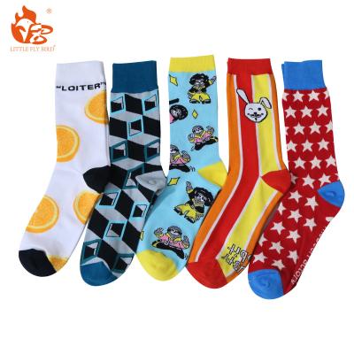 China Small clean fly bird antibacterial custom thick colorful fancy business horse funny logo cotton design men dress socks wholesale for sale