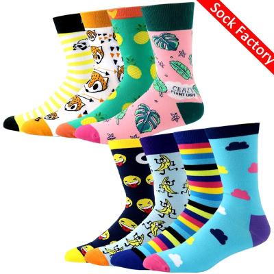 China Clean Design Antibacterial Wholesale Custom Colored Happy Cotton Men Dress Fun Socks for sale