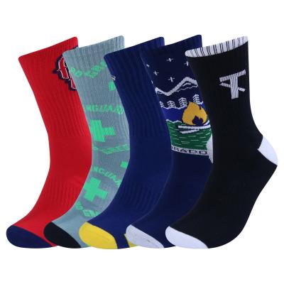 China Designer Antibacterial Happy High Quality Football Sock Thick Cycling Mens Sports Socks for sale