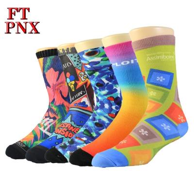 China Wholesale Custom Antibacterial Colorful 3D Sublimated 360 Digital Photo Dye Blank Polyester Printed Crew Socks Crew Sublimation Socks for sale