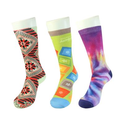 China Fashion popular custom made digital photo antibacterial printing crew sublimation men socks for sale