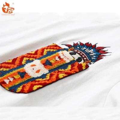 China Anti-Wrinkle Bird Design Small Fly Classic Embroidery T-shirt 2022 New Manufacturing Custom Logo Towel Men's T-shirt Embroidery T-shirts for sale