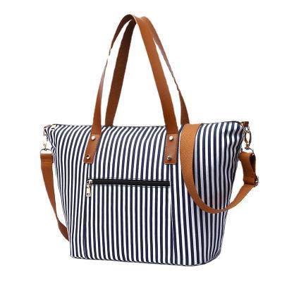 China Fashion Bags Women Handbags Ladies Shoulder Bag Waterproof Customized Striped Striped Tote Bag for sale