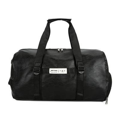 China Custom PU Travel Black Rock Logo Weekend Duffle Bag Outdoor Luggage Bag For Men for sale