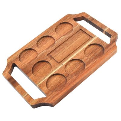 China Factory Sale Contemporary Brown Acacia Hardware Modern Home Decorative Coffee Storage Tray for sale