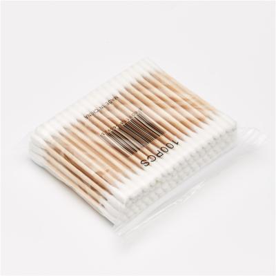 China 100pcs factory wholesale price high quality medical cleaning wooden cotton swabs for sale